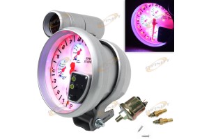 4 IN 1 5" TACHO TACHOMETER GAUGE RPM WATER OIL TEMPERATURE PRESSURE SHIFT LIGHT